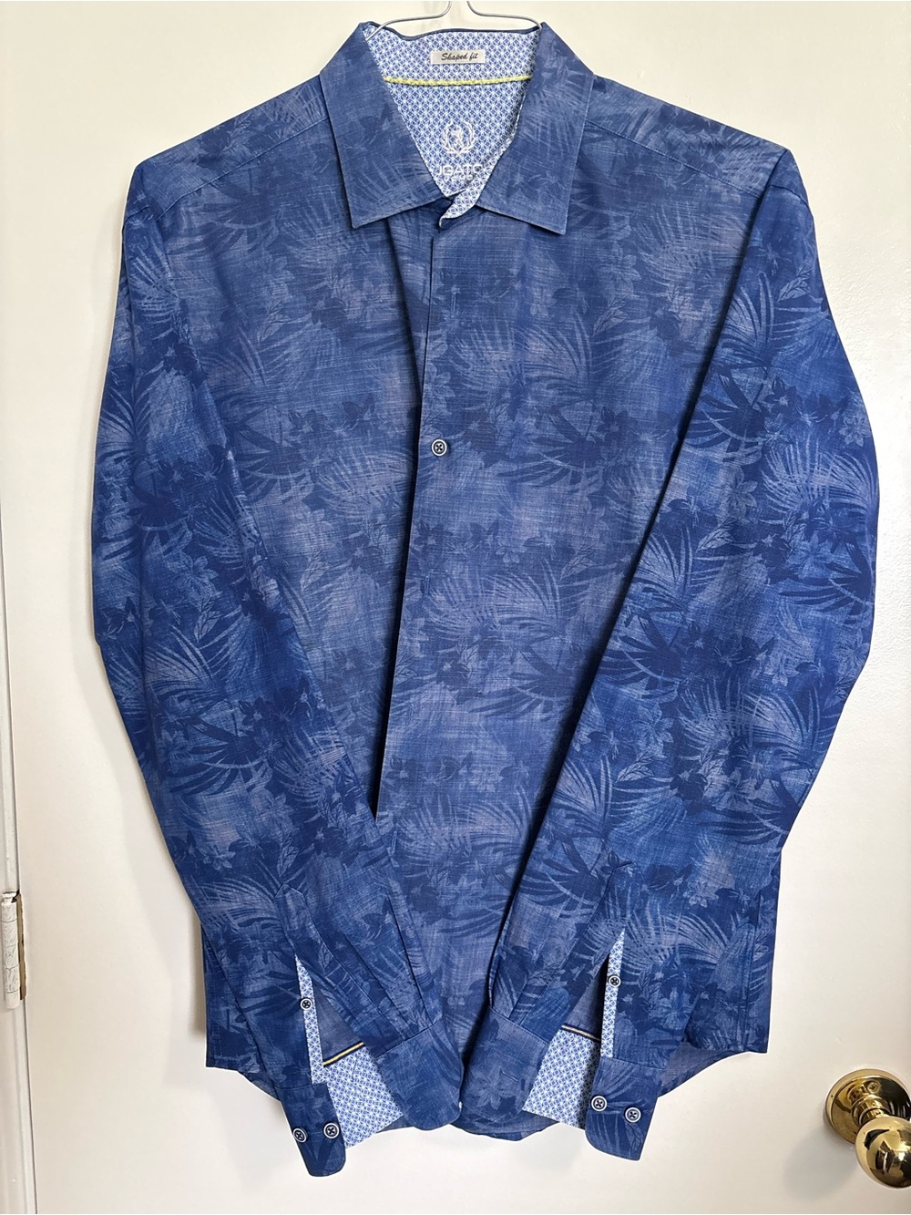 Bugatchi Blue Floral-Print Lightweight Shirt Jacket